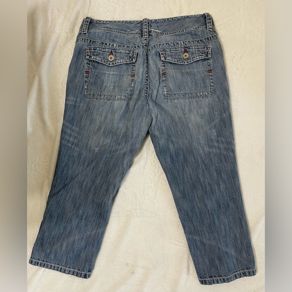 Tommy Hilfiger Cropped So Slim Distressed Denim Blue Jeans 12 Capris